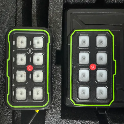 TC-SW8W wireless switch panel mounted with its backlight illuminated